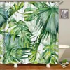 Rideaux de douche Plantes tropicales rideaux de douche floraux Beige vert feuilles de palmier fleurs décor nordique salle de bain Polyester tissu ensembles de rideaux de bain 231025