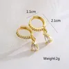 Hoop Earrings UILZ Stainless Steel Crystal Zirconia Tiny Small Triangle Pendant Fashion Piercing Jewelry For Women