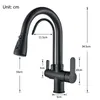 Kitchen Faucets Onyzpily Black Touch Sensor Faucet Pull Out Sink Cold Mixer Pure Water Tap Deck Mounted Taps Dual Handle 231026