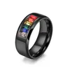 Wedding Rings 8MM Black Rainbow Gay Lara Stainless Steel Men Woman Ring For Engagement Anniversary Gift304V