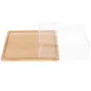 Dinnerware Sets Bamboo Butter Tray Storage Dish With Lid Sliced Vegetable Cheese Serving