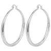 Hoopörhängen 925 Sterling Silver Plated Round Circle Endless 5cm i diameter Party Wear for Women