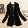 Womens Suits Blazers Women Spring Autumn Long Blazer Office Ladies Slim Gold Velvet Suit Jacket Female V Neck Single Button Solid Casual Outwear 231025