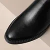 Boots Ankle Women Luxury Split Cowhide Upper Thick Heel Slipon Brown Warm Bootie Fall Winter Handmade Genuine Leather Shoe 231026