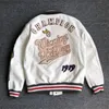 Herrjackor Mäns vår- och höstbasebolluniform Y2K Retro Trend Leather Jacket Heavy Industry White Short Coat Ins 231026
