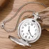 Pocket Watches Antique Steam Train Design Watch With Chain Halsband Vintage Quartz Pendant Clock Mens Women