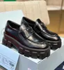 Elegante marca monolith mocassins sapatos femininos sola de borracha robusta preto couro escovado senhora oxford andando mocassins de luxo calçados por atacado EU35-40