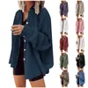 Blusas de mujer, chaqueta de pana de invierno para mujer, camisas de manga larga de gran tamaño con botones, Tops informales con bolsillos, abrigo