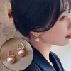 Stud Earrings Korean Mermaid Pearl Pendant Women's Bownot Rhinestones Earring Simplicity Charm Romantic Wedding Banquet Jewelry Gifts