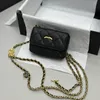 Borsa a tracolla mini con patta caviale da donna Borsa di lusso in pelle Matelasse Borsa a tracolla trapuntata a catena Classica pochette da sera Shopping Portamonete Valigia Sacoche 12CM