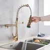 Kitchen Faucets Black Spring Faucet Pull Out Side Sprayer Dual Spout 360 Rotation Mixer Tap Sink Single Handle 231026