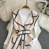 Women's Vests Clothland Women Retro White Black Vest Suit Basic Knitting Sweater Sleeveless Belt Waistcoat Jacket MA117