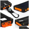 Andra elektroniska komponenter Partihandel 20000MAH Solar Power Bank Charger med LED -ficklampa Comass Cam Lamp Double Head Battery Pan Dhnml