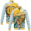 Erkek Ceketler Özel Tiger Desen 3D Baskılı Beyzbol Düğmesi Ceket Bombacı Tam Snap Varsity Letterman