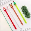 Gel stylos en gros cadeau de Noël Cartoon Ballpoint Pen Santa Claus Elk Gel Office School fournit 4 styles de bureau Business Ind Dhx5v