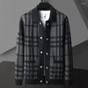 Suéteres masculinos de luxo primavera e outono de alta qualidade negócios casual moda bolso listrado designer cardigan camisola jaqueta tops M-4XL