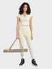 Conjuntos ativos profundo decote em v manga curta camiseta combinar pêssego hip leggings 2 peça roupa feminina ginásio yoga terno conjunto treino fitness wear