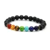 Perles de pierre de lave noire de qualité entière avec sédiment pierre d'oeil de tigre extensible femmes hommes énergie Yoga cadeau Bracelets275R