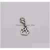 Charms 100pcs creux patte de chien flottant fermoirs à homard pendentifs à breloque fabrication de bijoux bricolage artisanat à la main 11x27mm antique argent goutte livraison Dh3Rt