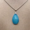 Pendant Necklaces 25x40mm Fine Natural Gem Stone Cutting Drop Shape Necklace Jewellery Stainless Steel 60cm Men Women