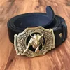 Belts Brass Bull Cowboy Belt Buckle Leather Men Jeans Genuine Waist Yellow For Wide Male MBT0524 YQ231026