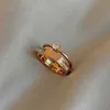 Bague de banlieue en titane et acier, Double couche en Zircon, ornement pour la mode féminine et le sens avancé, Index personnalisé