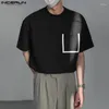 Herr t-skjortor incerun tops 2023 koreansk stil o-hals lapptäcke fickdesign t-shirts casual streetwear manlig brunnsmontering camiseta s-5xl