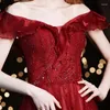 Roupas étnicas Elegante Um Ombro Lantejoulas Francês Hepburn Chiffon Vestido de Noite Cheongsam Back Bandage Prom Fomail Vestido Vestidos de Noche