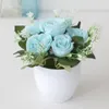 Decorative Flowers Elegant Desktop Ornaments Kitchen El Artificial Flower Pot Simulated Plastic Simulation Bonsai For Office