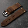 Watch Bands Handmade Head Layer Cowhide Leather Strap Brown Colour To For Apple Ultra 49MM 42MM 44MM Thickened Men Genuine