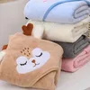 Towels Robes Children's Solid Color Coral Fleece Hooded Bath Towel Cute Cartoon Baby Nap Small Cover Blanket Boy Girl Universal Bath Robe 231024