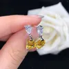 Orecchini a bottone Trendy 3 carati goccia d'acqua diamante giallo massiccio 14K gioielli di fidanzamento in oro bianco 053