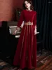 Roupas étnicas Brinde de Noiva Tradicional Cheongsam Vestido Chinês Slim Longo Bordado Aniversário Casamento Hanfu Vestido de Festa de Noite