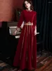 Ethnic Clothing Bridal Toast Traditional Cheongsam Dress Chinese Slim Long Embroidery Birthday Wedding Hanfu Evening Party Gown