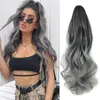 Synthétique s Ombre gris cordon queue longue ondulée bouclée pince aérienne dans les cheveux de cabello postiches naturelles 231025