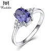 Kuololit Solid 925 Sterling Silver Rings For Women Created Tanzanite Gemstone Ring Wedding Engagement Band Fine Jewelry New J19070260D