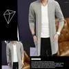 Herrtröjor Stickade män Jacka Stylish Cardigan Soft Slim Fit Coat with Lapel Pockets For Fall/Winter Fashion Polyester