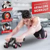 Bancs assis Roue Kit 9 en 1 Kit d'exercices abdominaux à 4 roues Équipement de fitness pour femmes hommes Entraîneurs abdominaux de force de base 231025