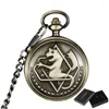 Pocket Watches Luxury Horse Mechanical Clock Vintage Man Watch With Fob Chain Steampunk Skeleton för män Kinesiska fabrikshängen