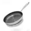 Pans Nonstick Frying Pan No-Coating Stainless Steel Cooking Pots For Kitchen 28CM 30CM Wok With Lid Skillet Saucepan Cookware