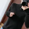 Женские свитера 2023, шерстяной свитер с витым цветком, полуводолазка, тонкая бесшовная базовая одежда, осенне-зимняя мода