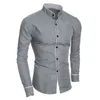 Camisas casuais masculinas Slim Fit Clássico Sólido Simples Camisa de Pescoço Personalizado Emendado Cardigan Underlay