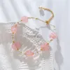 Bracelets de charme Bracelet en cristal rose naturel pour femmes bijoux de mode avec trèfle charmant pendentif accessoires de bracelet apporter bonne chance