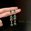 Charm Fashion Green Golden Long Pearl Tassel Drop Earrings For Women Vintage Jewelry Party Wedding Trendy Dangle Earrings 231025