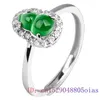 Cluster ringen Birmese Jade Gourd Charm Green 925 Silver Emerald Gemstone Natuurlijke sieraden Real Verstelbare Vintage Jadeite Women Fashion