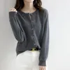 Women's Knits Spring Autumn Women Cardigans Sweater O-neck Knitted Cashmere Solid Single Breasted Womens Sweaters