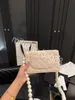 Borsa da donna stilista di lusso Borse a tracolla banchetto matrimonio Pelle liscia Reticolo a mani libere Tracolla grande perla