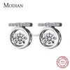 Stud Modian Dazzling Zircon Geometric Round Earring For Women 925 Sterling Silver Anti-Allergy Ear Pin Korea Style Fine Jewelry YQ231026