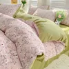 Bedding sets Solid Color Sets Single Double Queen Size Gauze material Duvet Cover 231026