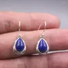 Boucles d'oreilles pendantes en Lapis Lazuli naturel pour femmes, en argent Sterling 925, crochet goutte de pluie, pierres précieuses bleues, bijoux Vintage, cadeau